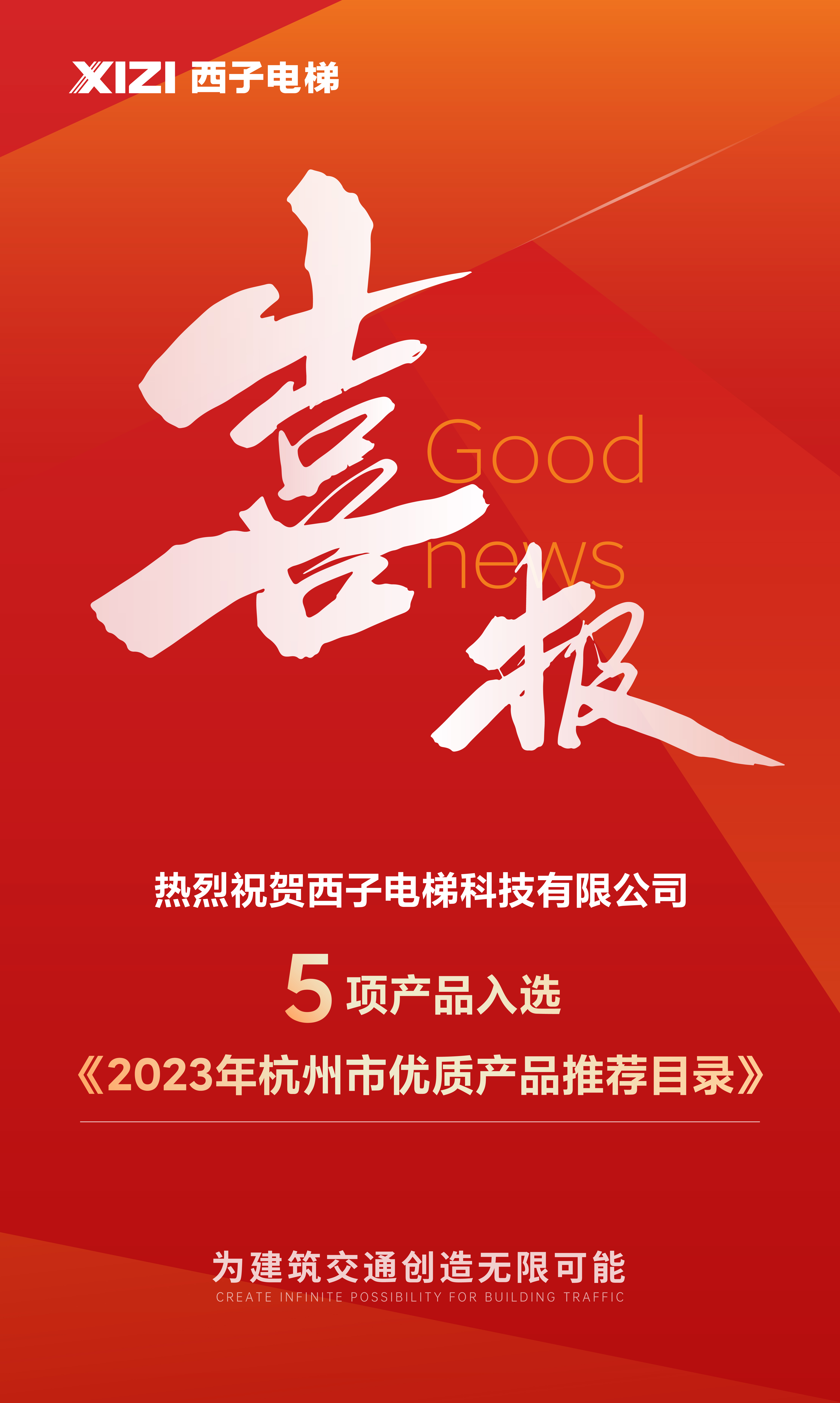 5项入选！西子电梯上榜2023年杭州市优质产品推荐目录